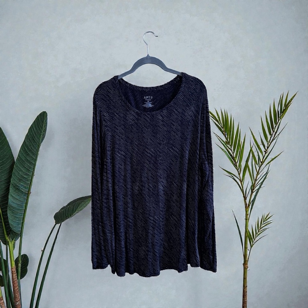 Apt 9 Essentials Navy Long Sleeve Top